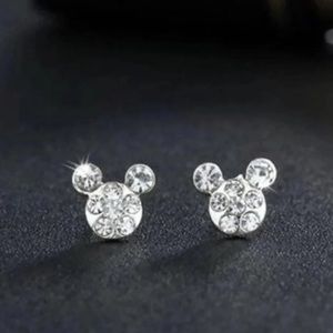 NEW! Cute and Sparkly Mickey Mouse Crystal CZ Stud Fashion Earrings